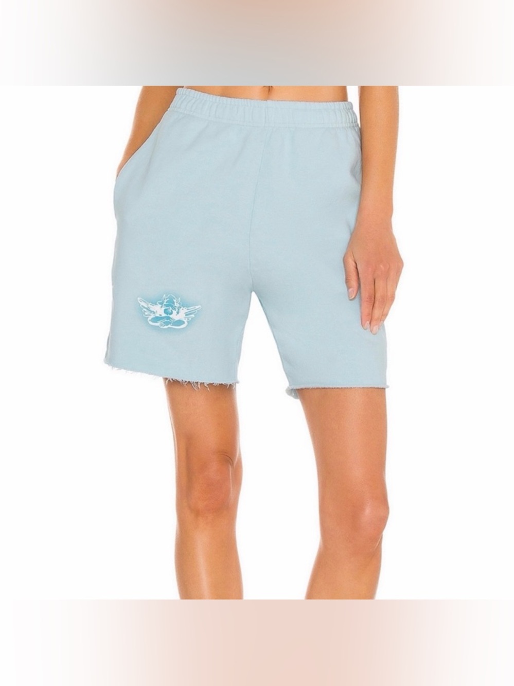 Boys Lie Send Feet Pics High Rise Cotton Sweat Shorts Light Blue Size S